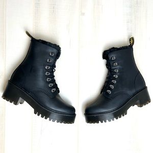 Dr. Martens Leona Faux Fur Lined Platform Boots 8